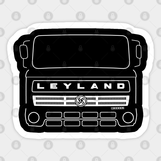 Vintage 1970s Leyland Boxer truck white outline graphic Sticker by soitwouldseem